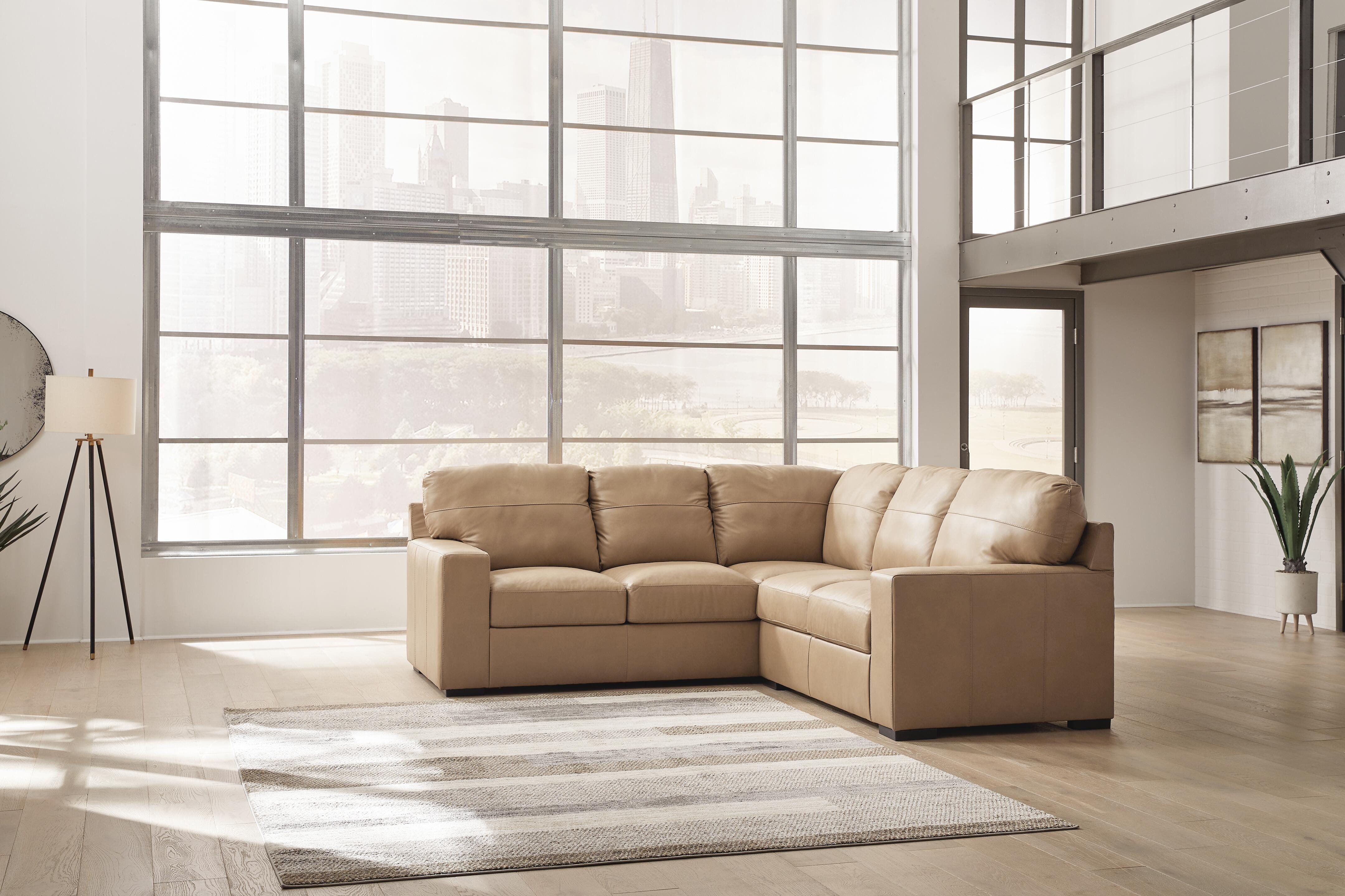 Bandon 2-Piece LAF Sectional in Toffee Leather