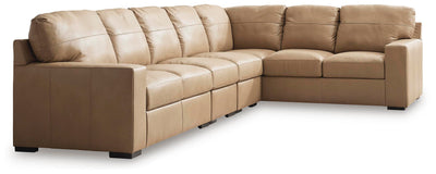 Bandon 4-Piece RAF Sectional in Toffee Leather