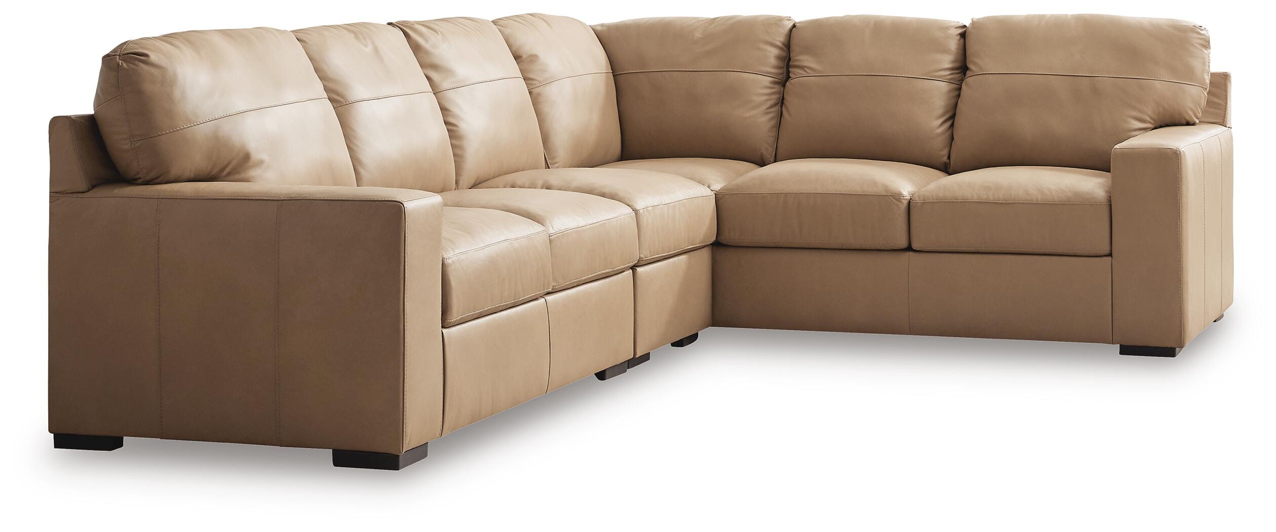 Bandon 3-Piece RAF Sectional in Toffee Leather
