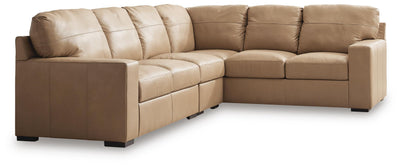 Bandon 3-Piece RAF Sectional in Toffee Leather