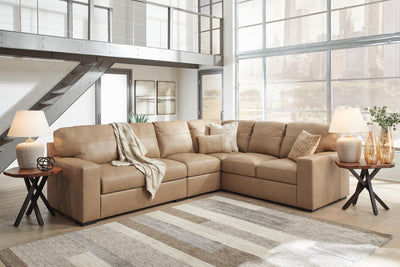 Bandon 3-Piece RAF Sectional in Toffee Leather