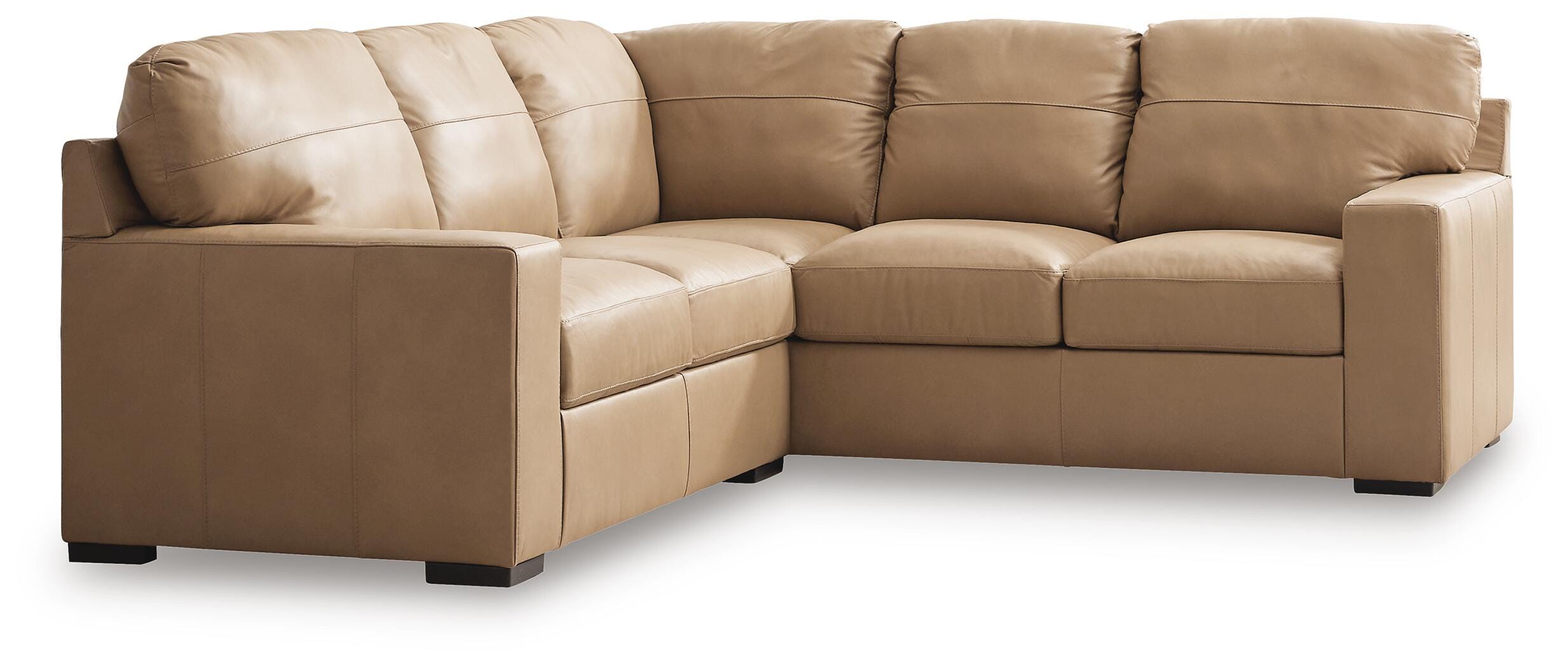 Bandon 2-Piece RAF Sectional in Toffee Leather