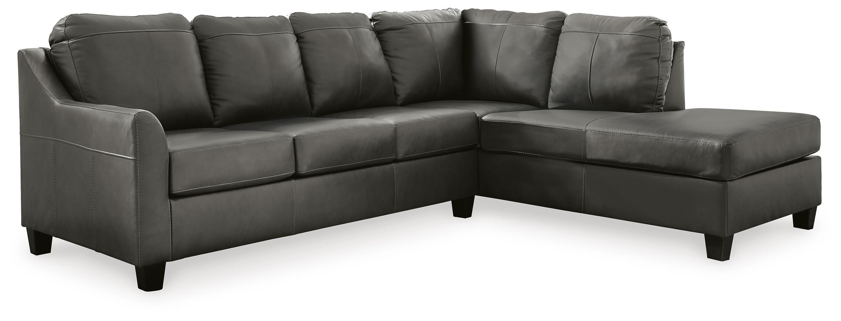 Valderno 2-Piece RAF Chaise Sectional in Fog Leather