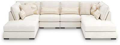 Donelson Creek 6-Piece Sectional and Ottoman in Vanilla