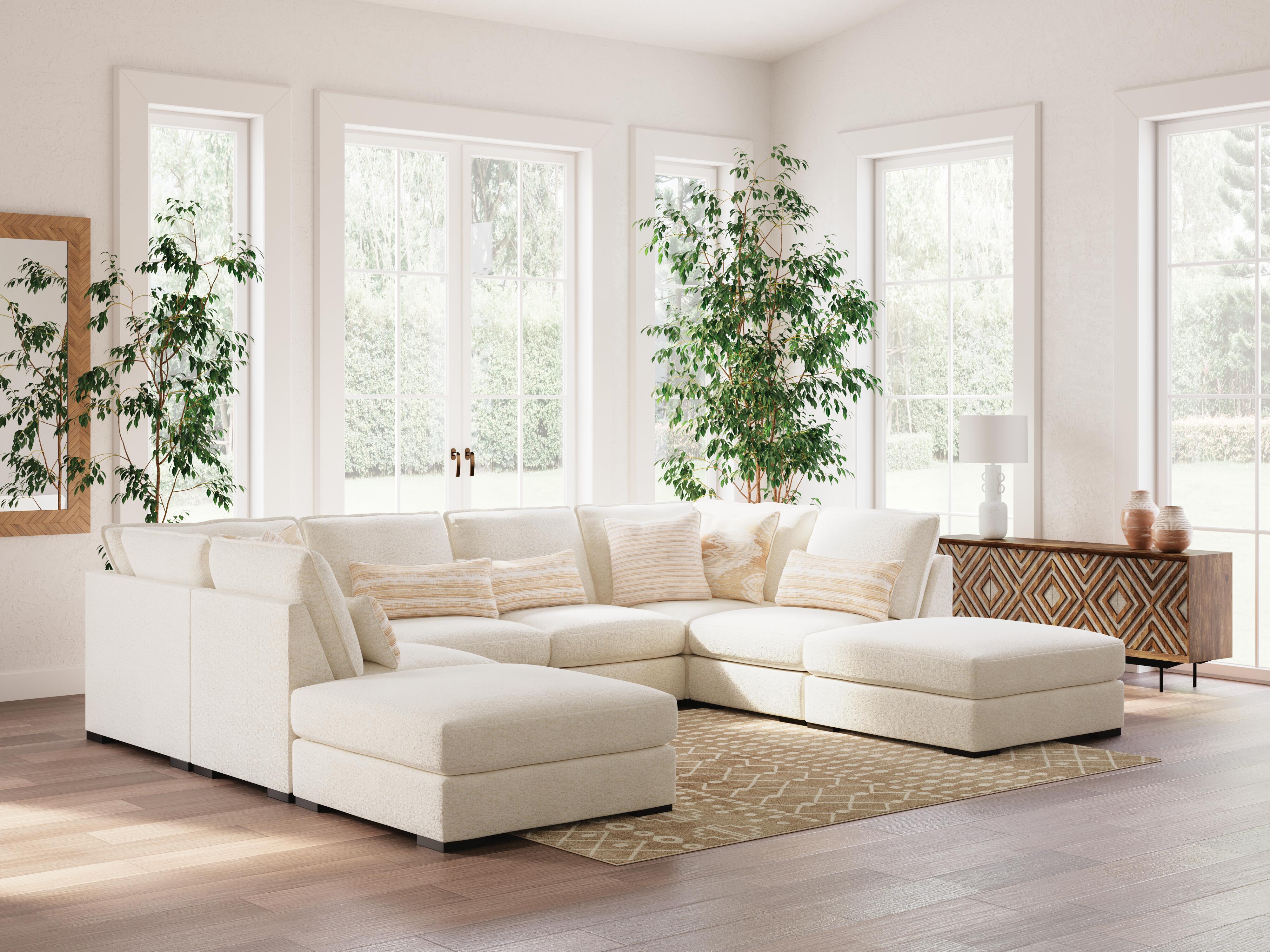 Donelson Creek 6-Piece Sectional and Ottoman in Vanilla