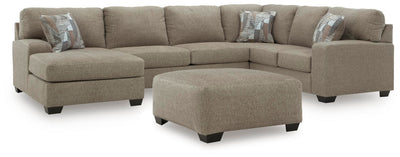 Newellen 3-Piece Sectional and Oversized Ottoman in Hemp