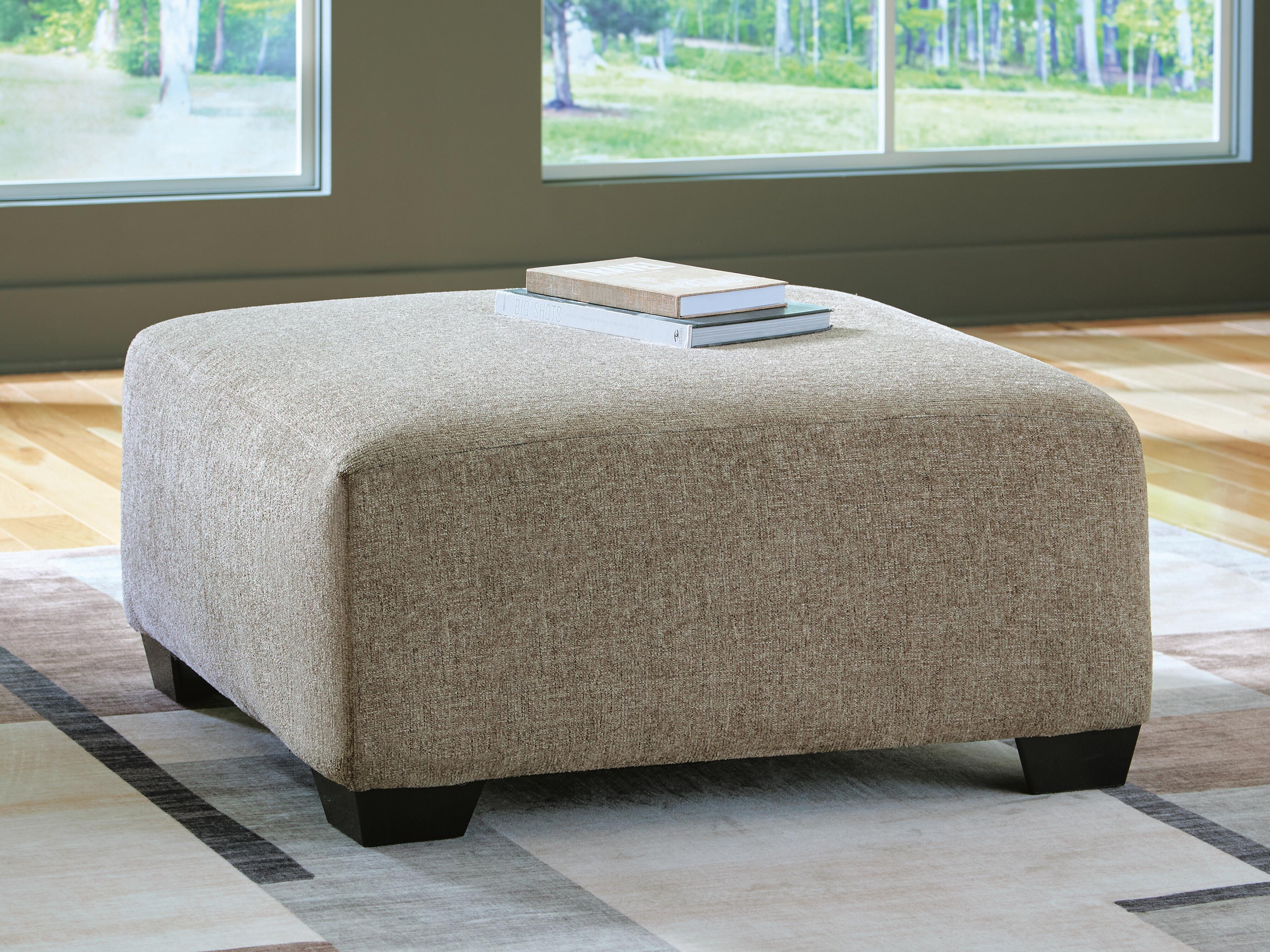 Newellen Oversized Accent Ottoman in Hemp Chenille