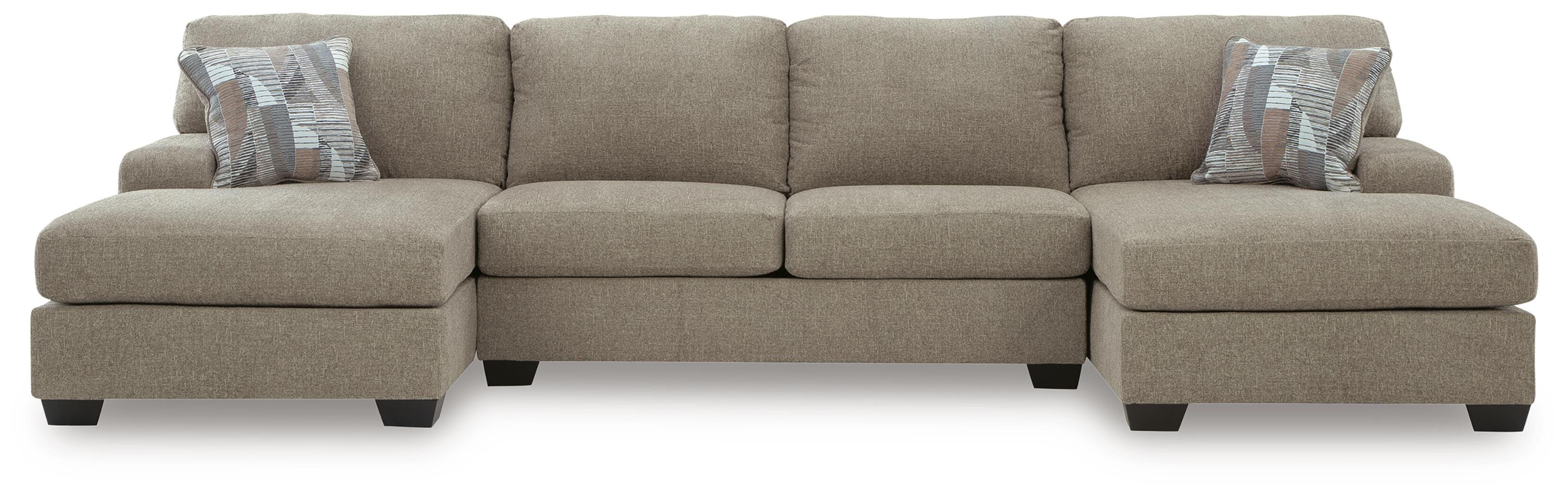 Newellen 3-Piece Sleeper Sectional with Double Chaise in Hemp Chenille