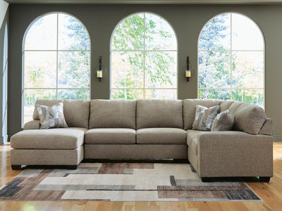 Newellen 3-Piece LAF Chaise Sleeper Sectional in Hemp Chenille