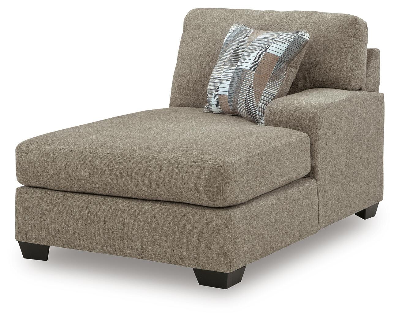 Newellen 3-Piece RAF Chaise Sleeper Sectional in Hemp Chenille