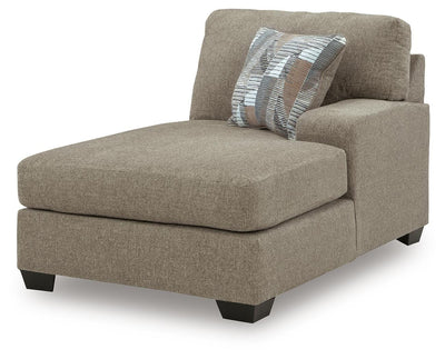 Newellen 3-Piece RAF Chaise Sleeper Sectional in Hemp Chenille