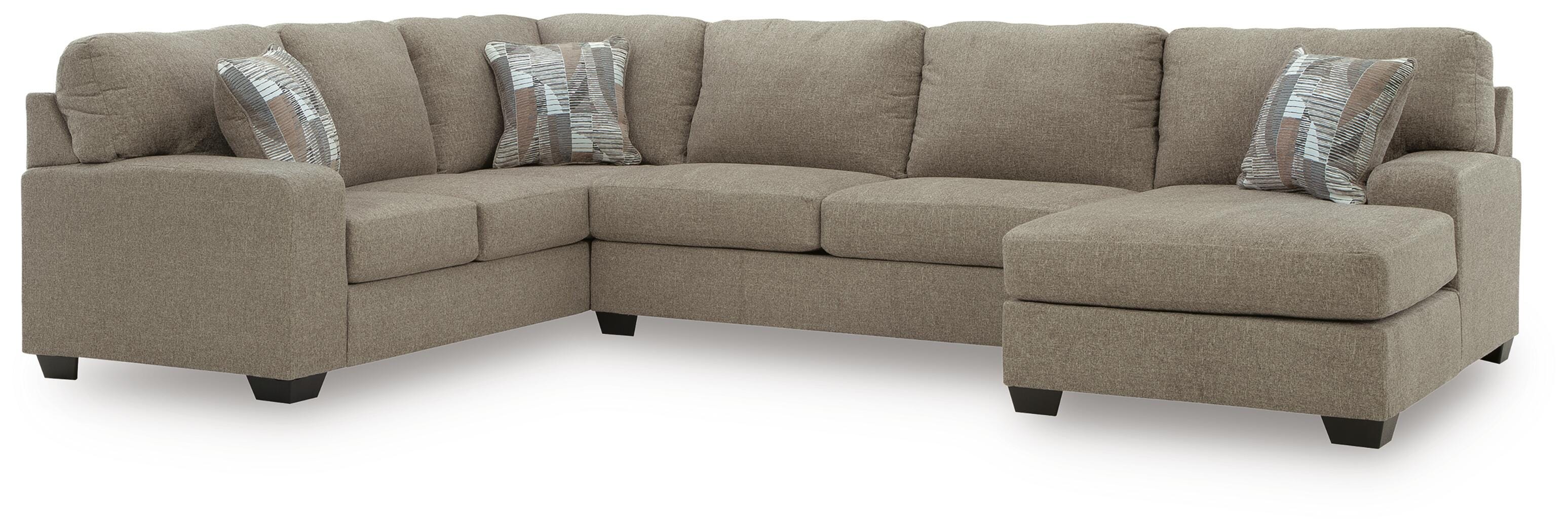 Newellen 3-Piece RAF Chaise Sleeper Sectional in Hemp Chenille
