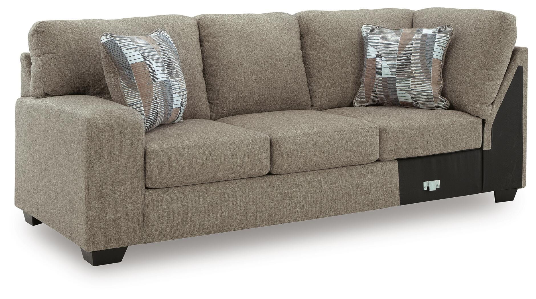 Newellen 3-Piece RAF Chaise Sleeper Sectional in Hemp Chenille