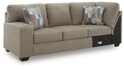 Newellen 3-Piece RAF Chaise Sleeper Sectional in Hemp Chenille
