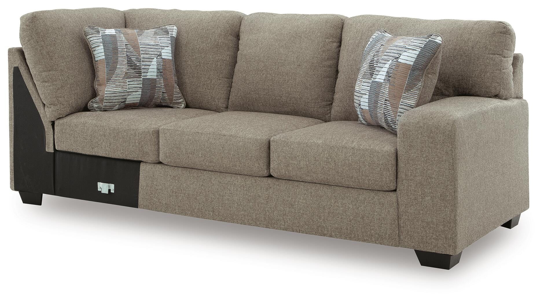 Newellen 3-Piece LAF Chaise Sleeper Sectional in Hemp Chenille
