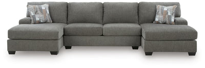 Clarington 3-Piece Sleeper Sectional with Double Chaise in Greystone Chenille