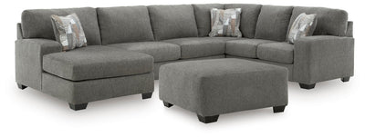Clarington 3-Piece Sectional and Oversized Ottoman in Greystone