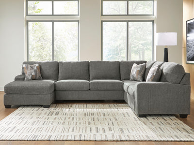 Clarington 3-Piece LAF Chaise Sectional in Greystone Chenille