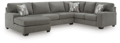 Clarington 3-Piece LAF Chaise Sectional in Greystone Chenille