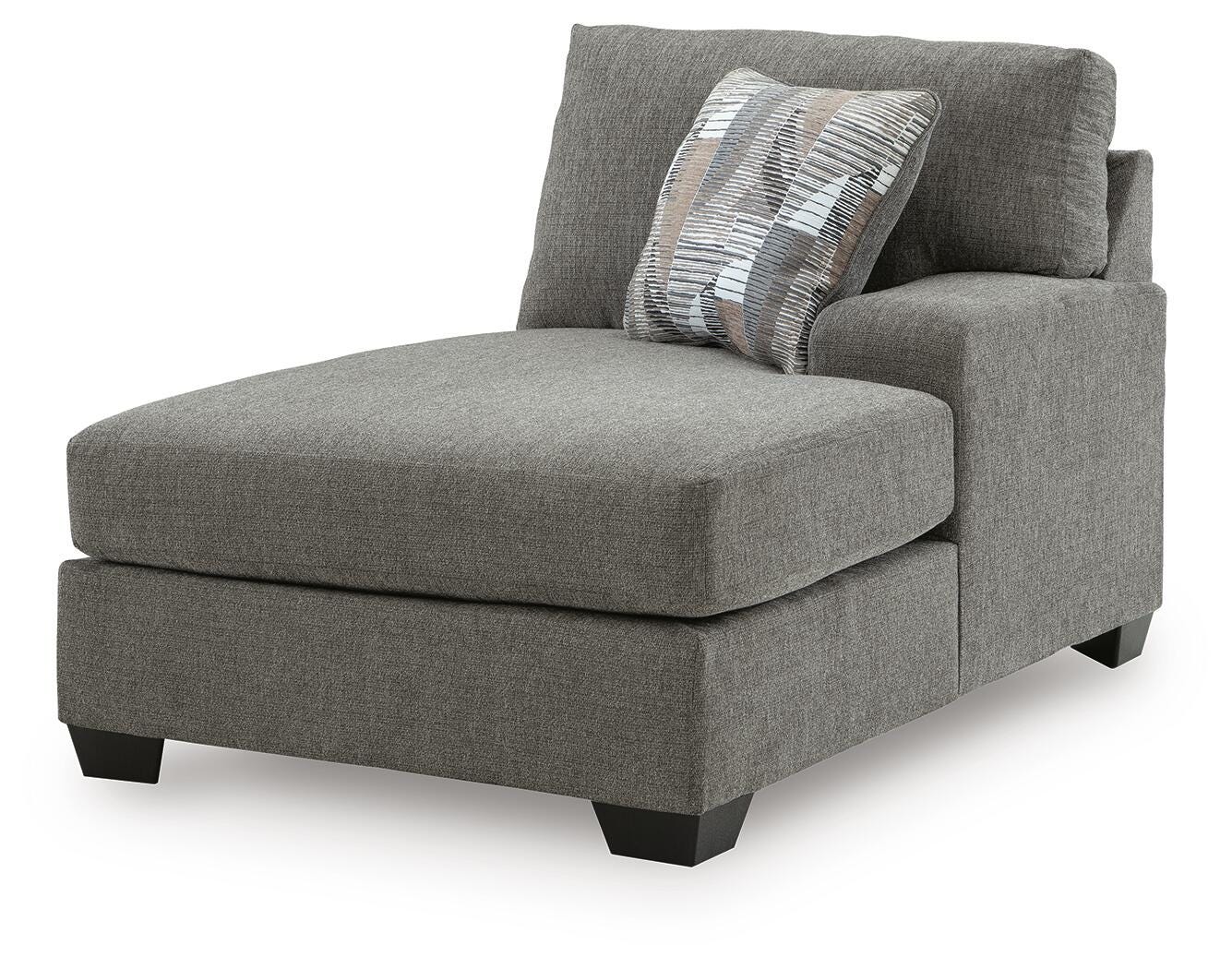 Clarington 3-Piece RAF Chaise Sleeper Sectional in Greystone Chenille