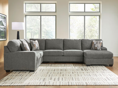 Clarington 3-Piece RAF Chaise Sectional in Greystone Chenille
