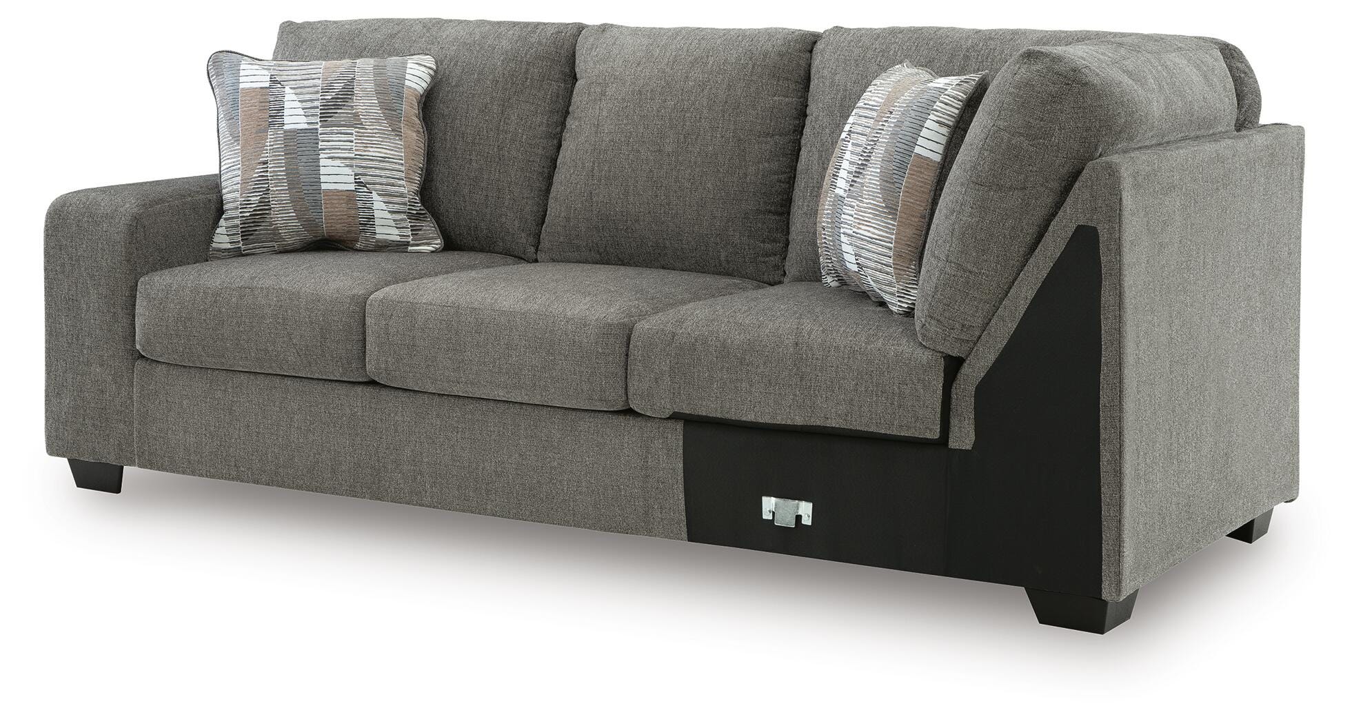 Clarington 3-Piece RAF Chaise Sectional in Greystone Chenille