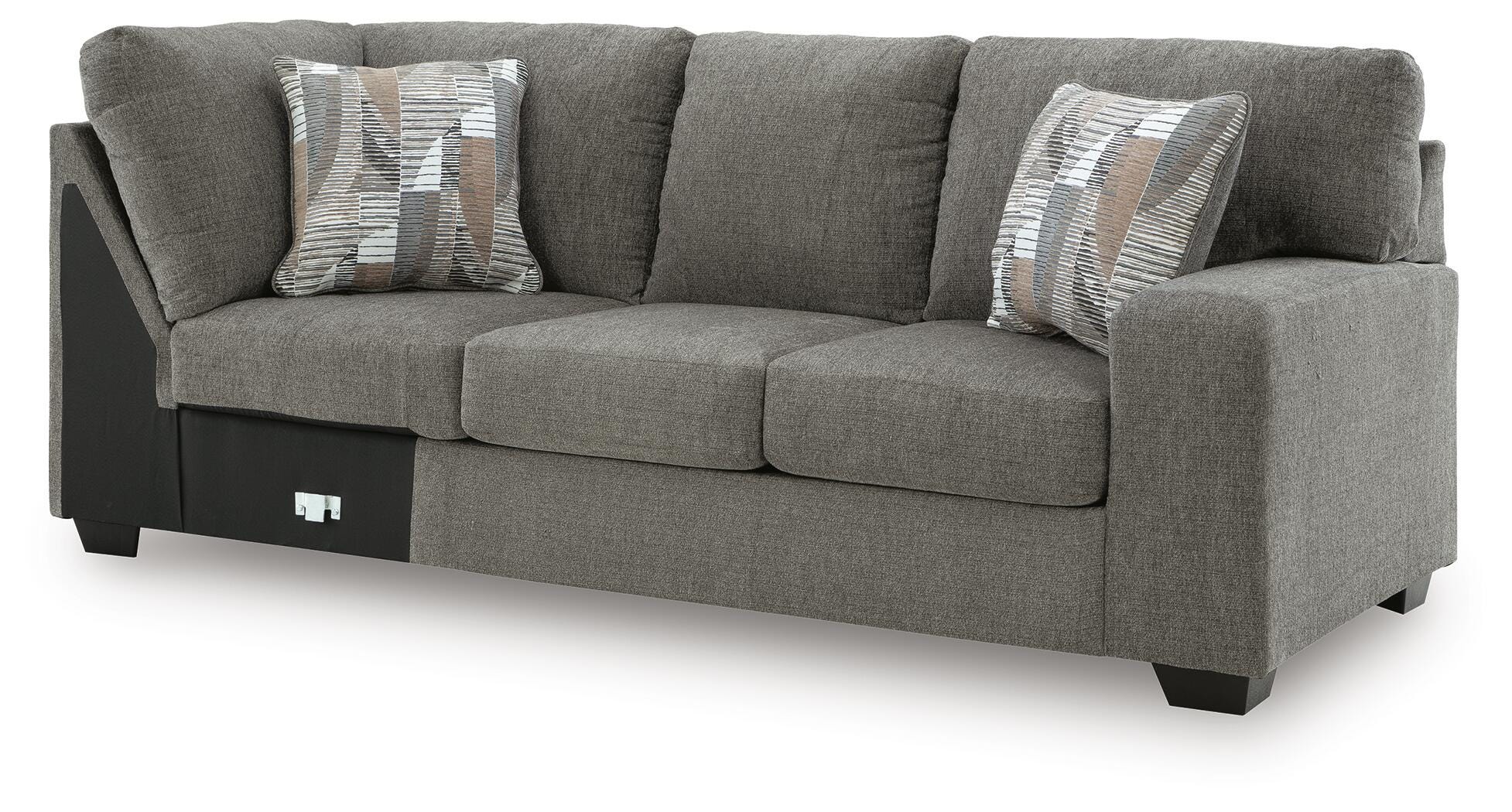 Clarington 3-Piece LAF Chaise Sleeper Sectional in Greystone Chenille