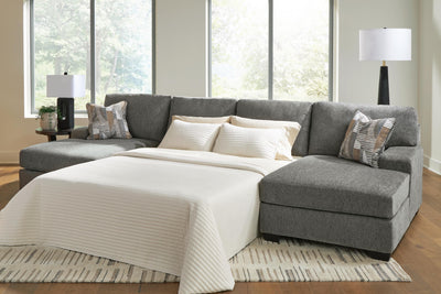 Clarington 3-Piece Sleeper Sectional with Double Chaise in Greystone Chenille