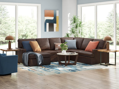 McDowlan 3-Piece LAF Chaise Sectional in Coffee Leather