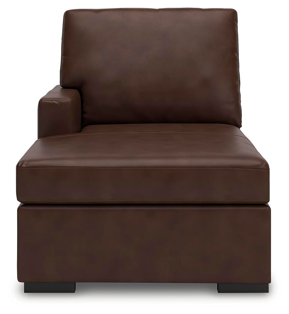 McDowlan 3-Piece Sectional with Double Chaise in Coffee Leather