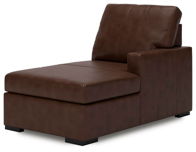 McDowlan 3-Piece Sectional with Double Chaise in Coffee Leather
