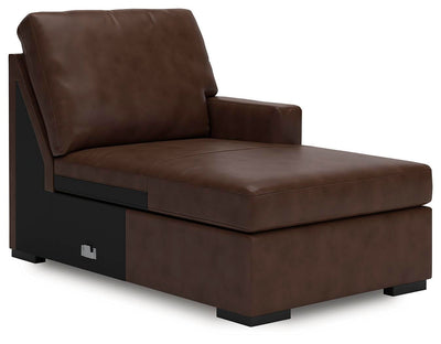 McDowlan 3-Piece Sectional with Double Chaise in Coffee Leather