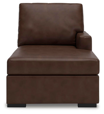 McDowlan 3-Piece Sectional with Double Chaise in Coffee Leather