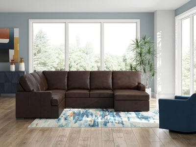 McDowlan 3-Piece RAF Chaise Sectional in Coffee Leather