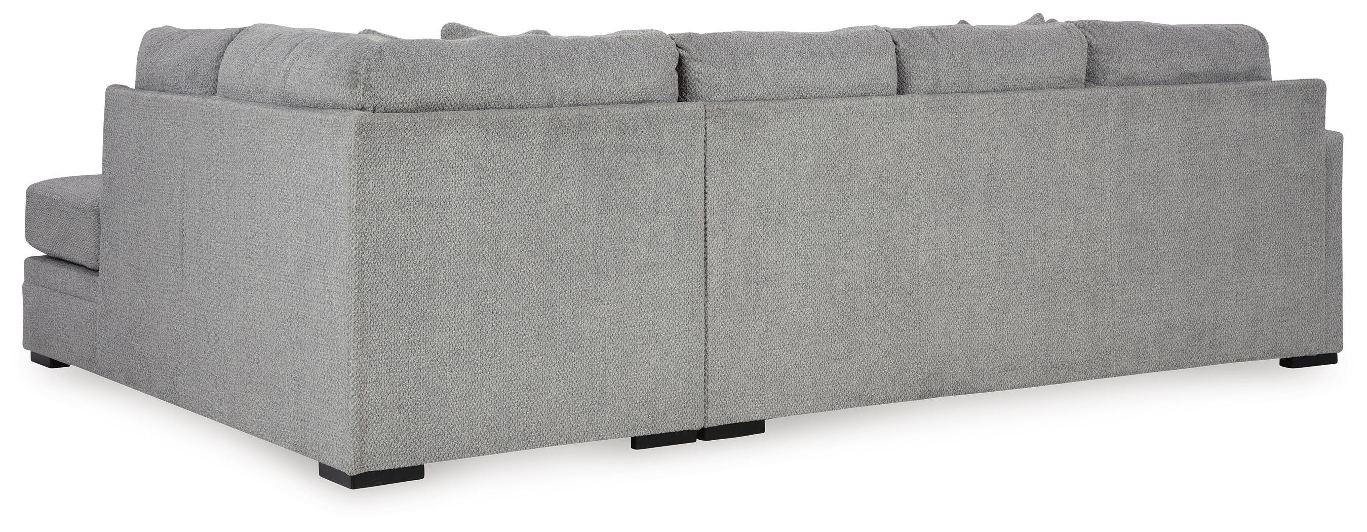 Casselbury 2-Piece RAF Chaise Sectional in Cement Velvet