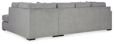 Casselbury 2-Piece RAF Chaise Sectional in Cement Velvet