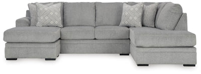 Casselbury 2-Piece RAF Chaise Sectional in Cement Velvet