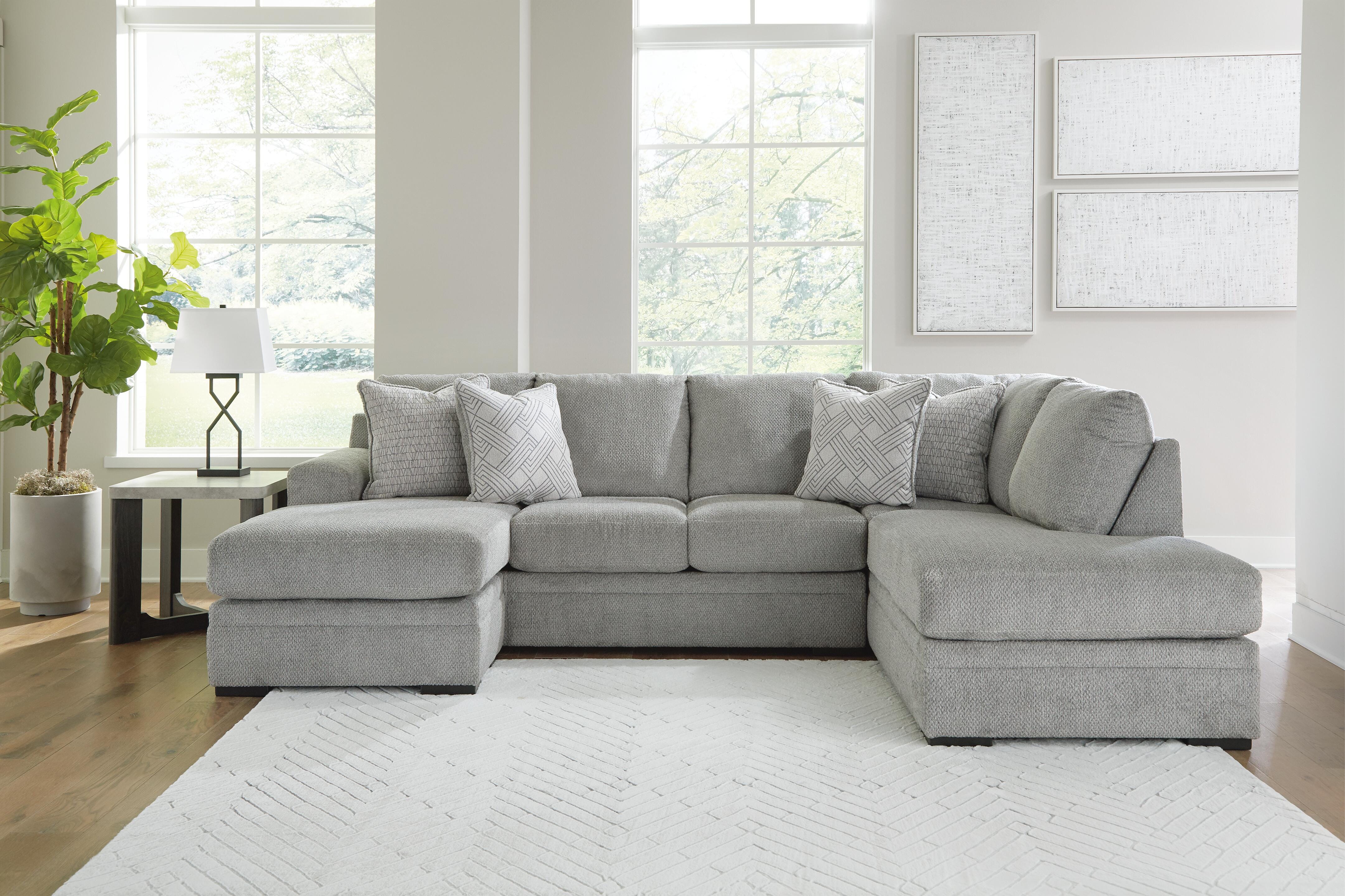 Casselbury 2-Piece RAF Chaise Sectional in Cement Velvet