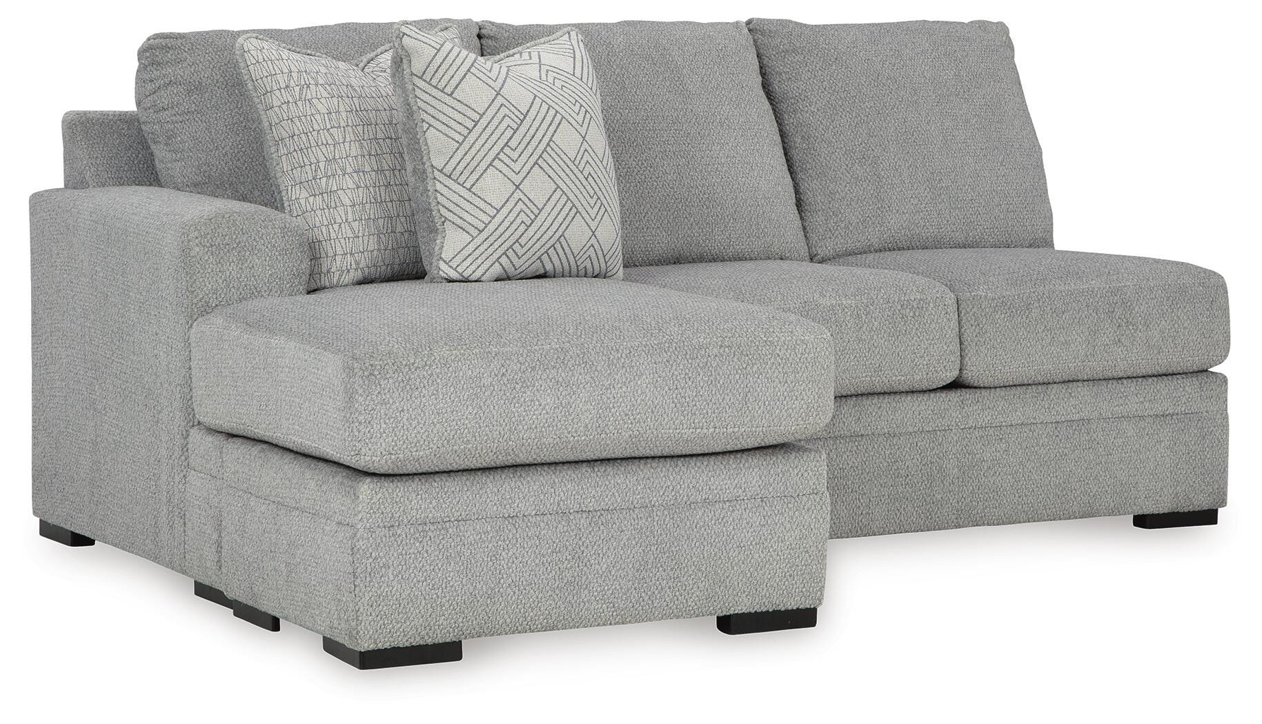 Casselbury 2-Piece RAF Chaise Sectional in Cement Velvet