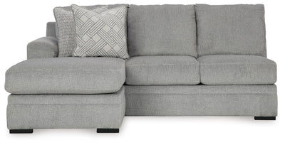 Casselbury 2-Piece RAF Chaise Sectional in Cement Velvet