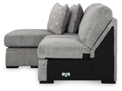 Casselbury 2-Piece RAF Chaise Sectional in Cement Velvet