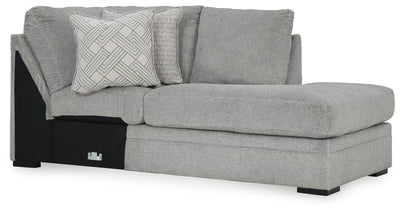 Casselbury 2-Piece RAF Chaise Sectional in Cement Velvet