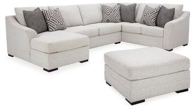 Koralynn 3-Piece Sectional and Oversized Accent Ottoman in Stone