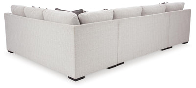 Koralynn 3-Piece LAF Chaise Sectional in Stone Performance Fabric and Next-Gen Nuvella