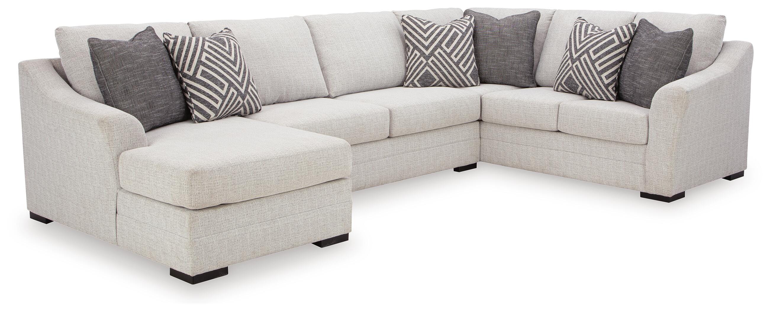 Koralynn 3-Piece LAF Chaise Sectional in Stone Performance Fabric and Next-Gen Nuvella
