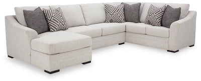 Koralynn 3-Piece LAF Chaise Sectional in Stone Performance Fabric and Next-Gen Nuvella