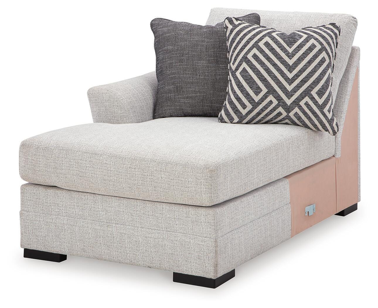 Koralynn 3-Piece LAF Chaise Sectional in Stone Performance Fabric and Next-Gen Nuvella