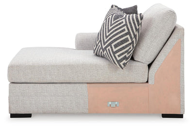 Koralynn 3-Piece LAF Chaise Sectional in Stone Performance Fabric and Next-Gen Nuvella