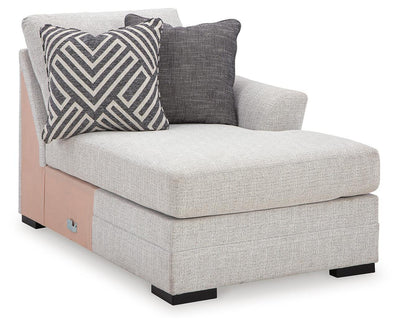 Koralynn 3-Piece RAF Chaise Sectional in Stone Performance Fabric and Next-Gen Nuvella