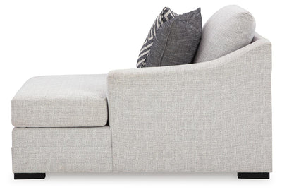 Koralynn 3-Piece RAF Chaise Sectional in Stone Performance Fabric and Next-Gen Nuvella